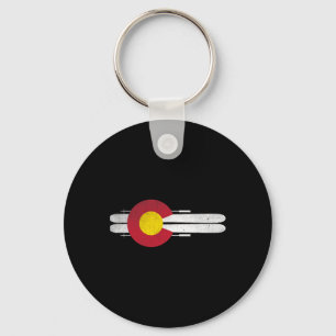 Colorado Skiing Shirt Colorado Flag Skis Mannen vr Sleutelhanger