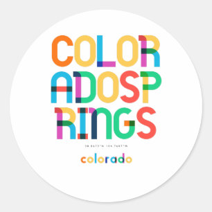 Colorado Springs Colorado Mid Century, Pop Art, Ronde Sticker