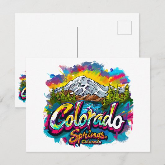 Colorado Springs, Colorado Pikes Peak Mountain Briefkaart (Voorkant / Achterkant)