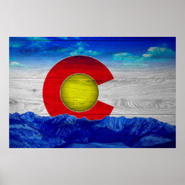 Colorado State Flag Art over hout Poster