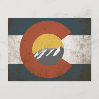 Colorado State Flag Briefkaart Grunge Mountains