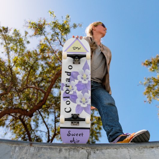 Colorado State Skateboard avec Columbine Flower (Extérieur 1)