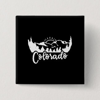 Colorado T-shirt - Retro  bergen Natuur Hike Vierkante Button 5,1 Cm