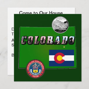Colorado Texte, Drapeau, Sceau, Trimestre, Carte