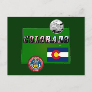 Colorado Texte, Drapeau, Sceau, Trimestre, Carte