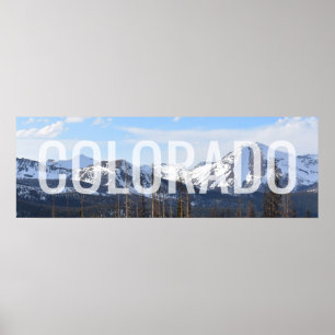 Colorado Typography Snowy Mountains Blue Sky Foto Poster