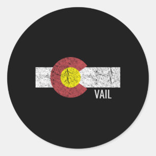 Colorado Vail Vlag Ski noodlijdend Ronde Sticker