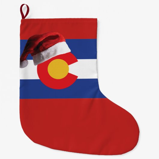 Colorado Vlag met Santa Hat Grote Kerstsok (Voorkant)