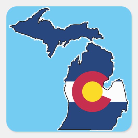 Colorado vlag Michigan omtrek vierkante stickers (Voorkant)