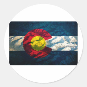 Colorado vlag Rock Mountains Ronde Sticker