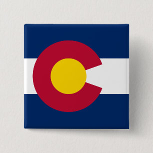 Colorado-vlag, The Centennial State, Coloradans Vierkante Button 5,1 Cm