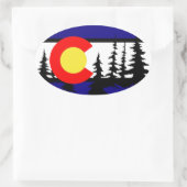Colorado Vlag Tree Silhouette Ovale Sticker (Tas)
