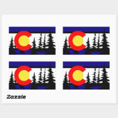 Colorado Vlag Tree Silhouette Rechthoekige Sticker (Vel)