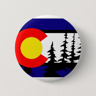 Colorado Vlag Tree Silhouette Ronde Button 5,7 Cm