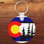 Colorado Vlag Tree Silhouette Sleutelhanger (Voorkant)