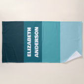 Colorblock Blauwgroen horizontale streep Strandlaken (Voorkant)