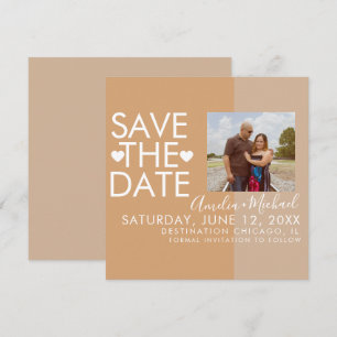 Colorblock Hearts Save the Date Photo Kaart