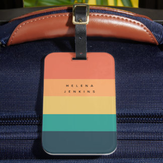 ColorBlock Horizontaal Gestreept Kleurrijk Monogra Bagagelabel