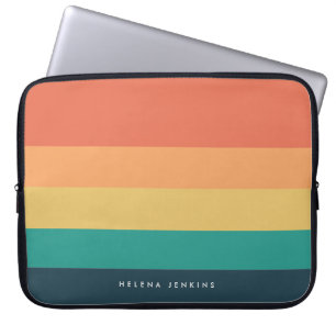 ColorBlock Horizontaal Gestreept Kleurrijk Monogra Laptop Sleeve