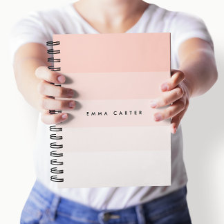 Colorblock Horizontal Blush Pink Stripes Monogram Notitieboek