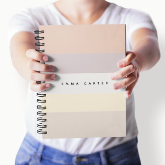 Colorblock Horizontale Pastelstrepen Monogram Notitieboek