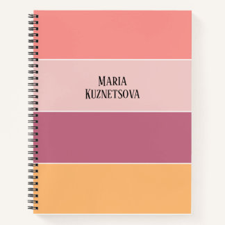 Colorblock Horizontale Streep Roze & sinaasappel Notitieboek