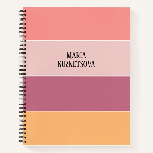 Colorblock Horizontale Streep Roze & sinaasappel Notitieboek (Voorkant)