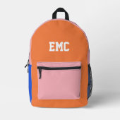 Colorblock monogram gepersonaliseerd bedrukte rugzak (Voorkant)