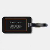 Colorblock Navy Blue, Oranje monogram Bagagelabel (Achterkant horizontaal)