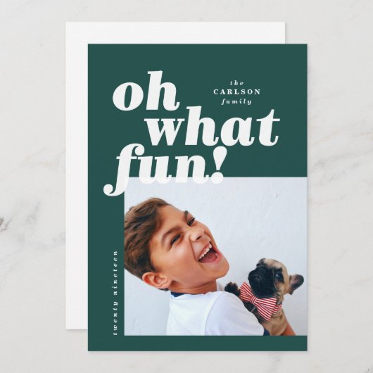 Colorblock Photo Gras Typographie Carte de Noël (Devant / Derrière)