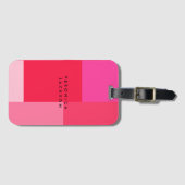 Colorblock roze & rood monogram bagagelabel (Voorkant (horizontaal))
