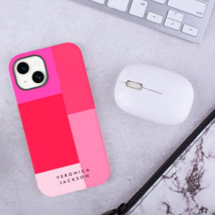 Colorblock roze & rood monogram Case-Mate iPhone 14 hoesje