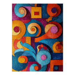 Colorcube 4 Kleurrijk kubisme Poster Perfect Poster