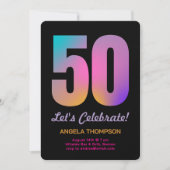 Coloré 50 ans Anniversaire Invitation (Devant)