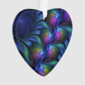 Coloré Abstrait Bleu Rose Vert Fractal Coeur (devant)