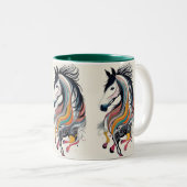 Coloré Abstrait Cheval Mug (Devant droit)