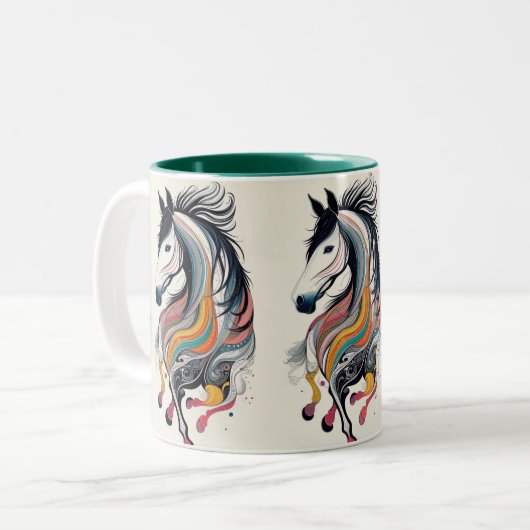 Coloré Abstrait Cheval Mug (Devant gauche)