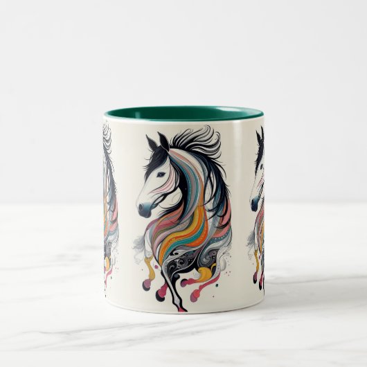 Coloré Abstrait Cheval Mug (Centre)