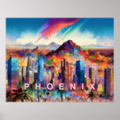 Coloré Abstrait Phoenix Arizona Skyline Poster (Devant)