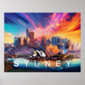 Coloré Abstrait Sydney Australie Skyline Poster (Devant)