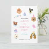 Coloré animal de compagnie mignon Invitation fête (Debout devant)