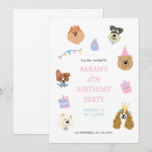 Coloré animal de compagnie mignon Invitation fête (Devant / Derrière)