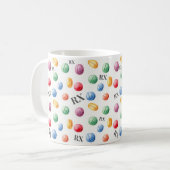 Coloré Aquarelle pilules Symbole RX Mug pharmacie (Devant gauche)