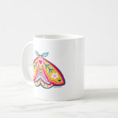Coloré art populaire moth design café tasse (Devant gauche)