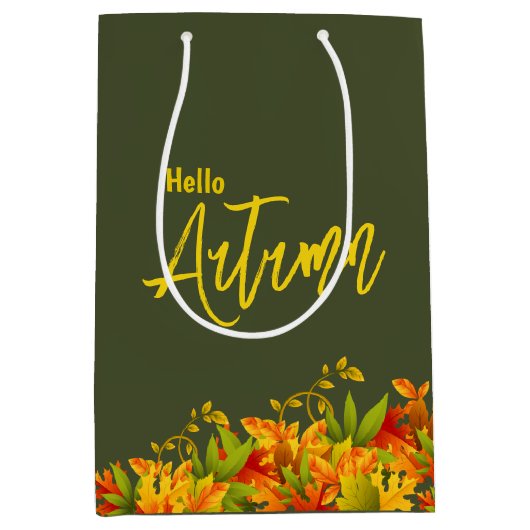 Coloré Automne en chute Feuille sac cadeau (Devant)