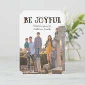 Coloré Be Joyful Holiday Photo Carte Plat (Debout devant)