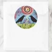 Coloré, blanc deux corbeaux assis autocollant (Sac)