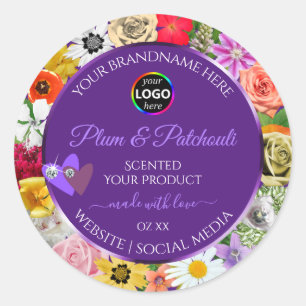 Coloré Cadre Floral Purple Produit Logo Étiquette