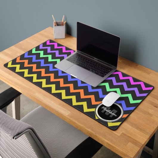 Coloré Chevron Vibrant rétro Cool Monogramme (Bureau 2)