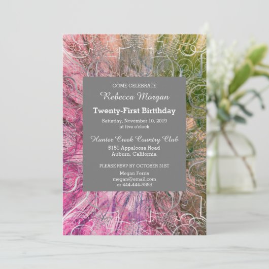 Coloré Chic Glitzy Invitation Anniversaire (Debout devant)